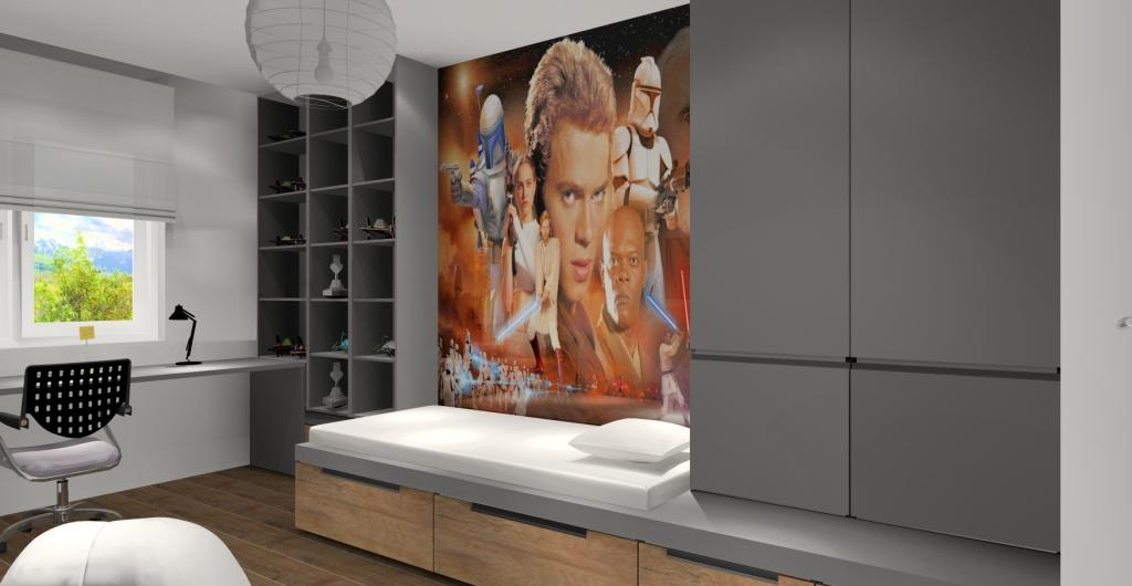 Szafa połączona z łóżkiem w pokoju dla nastolatka 